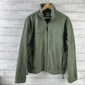 Columbia‎ Fleece Full Zip Jacket Mens Small Outdoor Camping steens Green